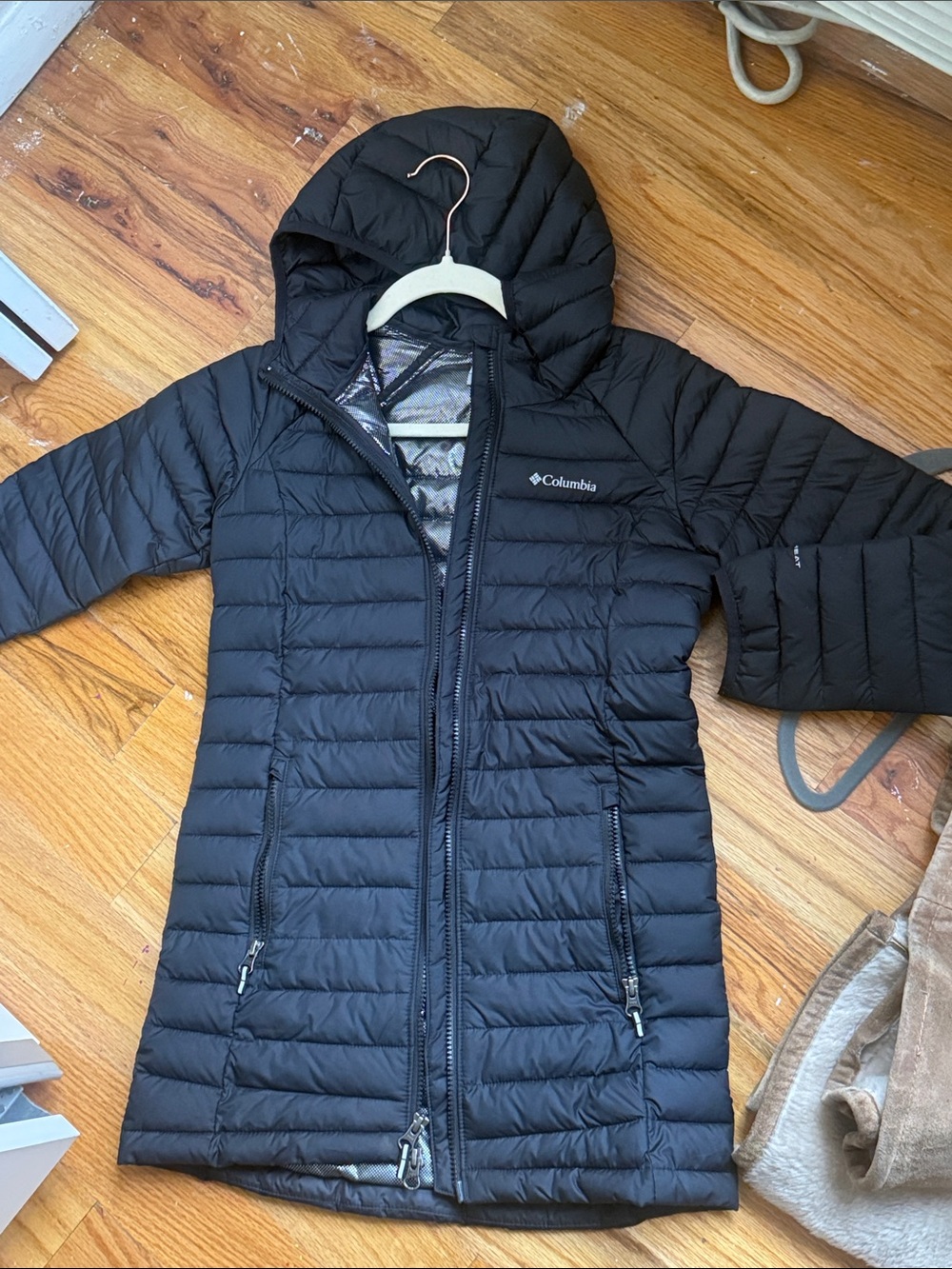Columbia Black Hooded Kids Packable Puffer Coat